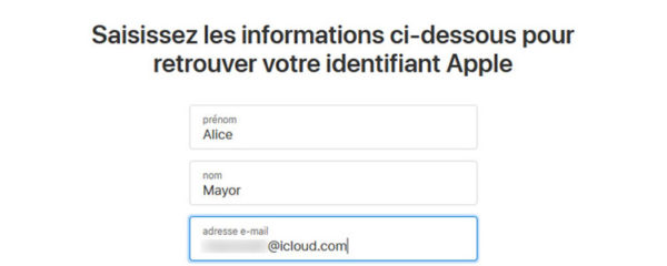 récupérer mon compte Apple