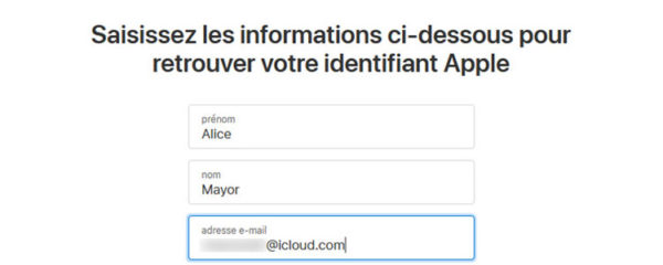 récupérer mon compte Apple
